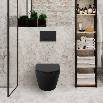 Унитаз подвесной безободковый Belbagno COLORATO BB062CHR-MB черный матовый