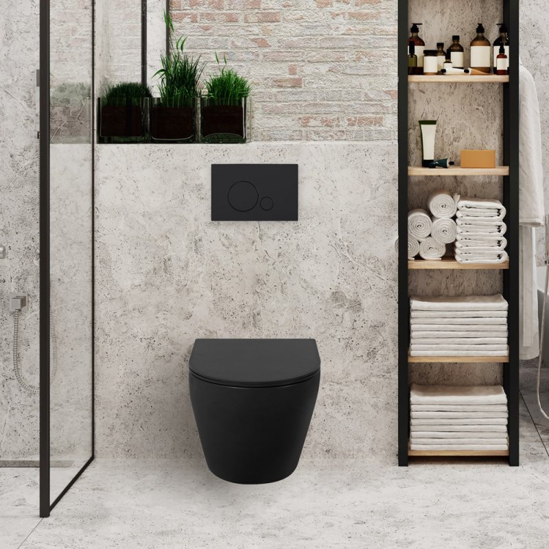 Унитаз подвесной безободковый Belbagno COLORATO BB062CHR-MB черный матовый