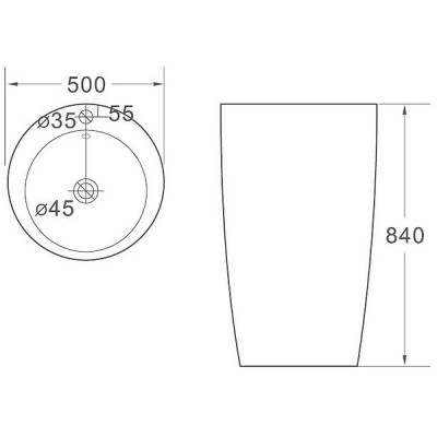 Напольная раковина черная 50x84см SantiLine SL-4004MB