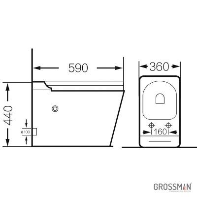 Унитаз напольный 36х59х44см белый Grossman GR-PR-5501impuls