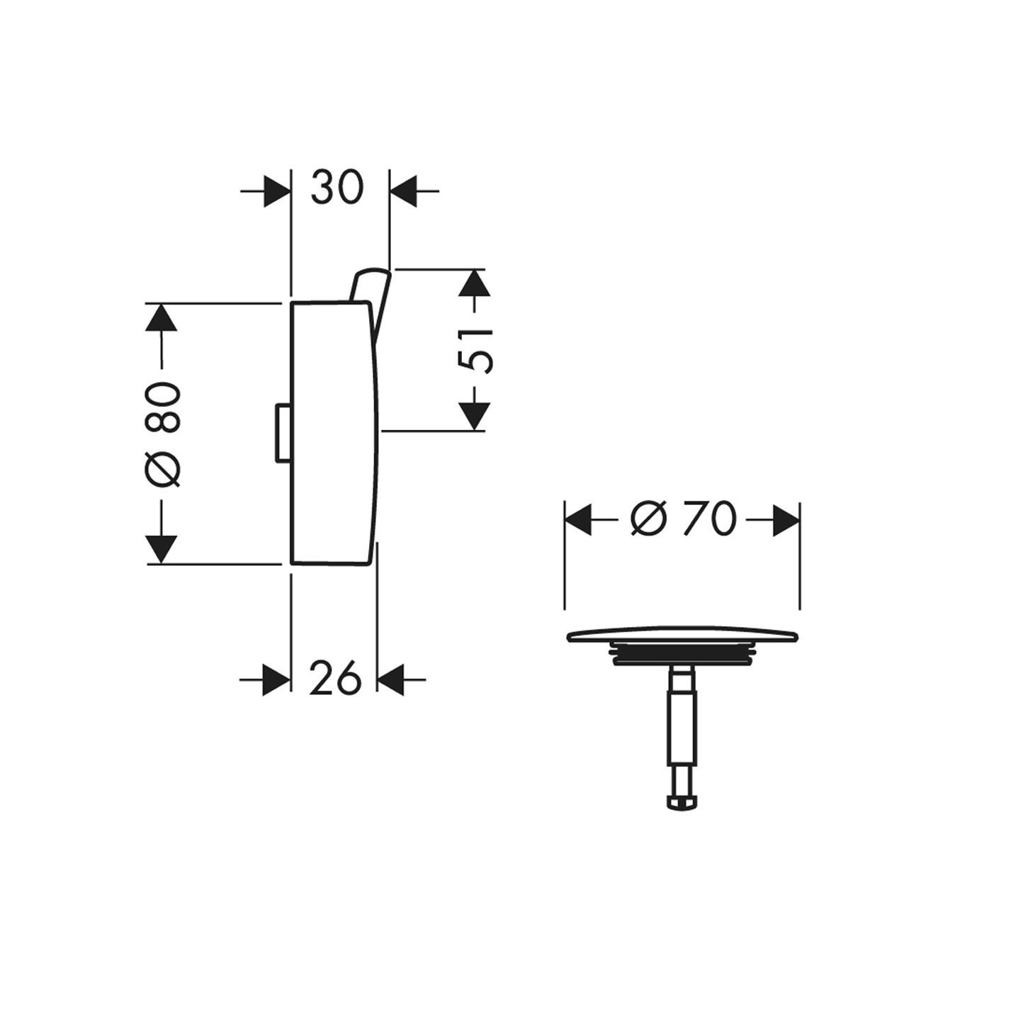 Внешняя часть для слива-перелива hansgrohe Flexaplus S хром 58186000