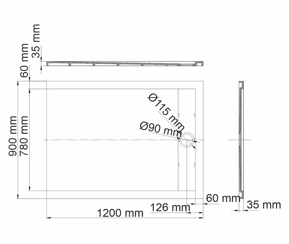 Душевой поддон из искусственного камня черный 120х90см WasserKraft 20T07