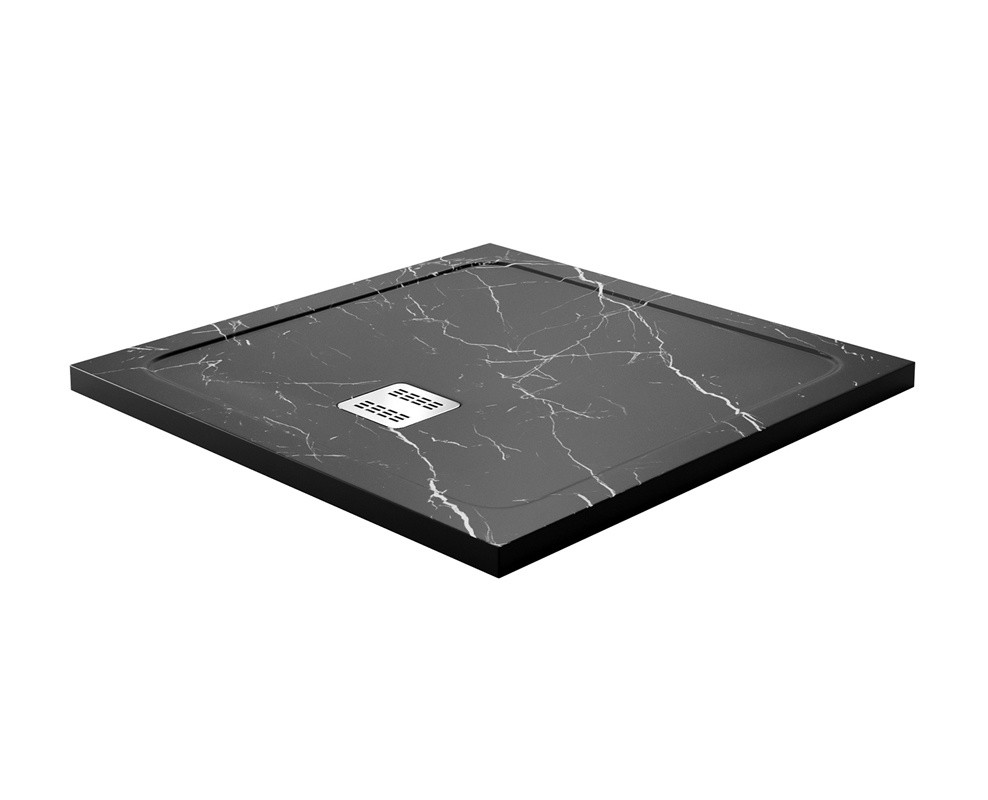 Душевой поддон из искусственного камня черный 90х90см WasserKraft 19T03