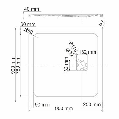 Душевой поддон из искусственного камня белый 90х90см WasserKraft 44T03