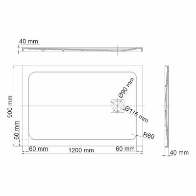 Душевой поддон из искусственного камня белый 120х90см WasserKraft 44T07