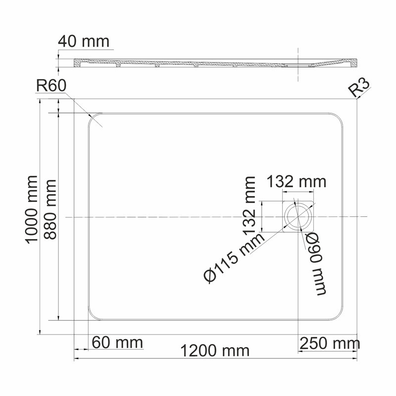 Душевой поддон из искусственного камня слоновая кость 120х100см WasserKraft 44T10