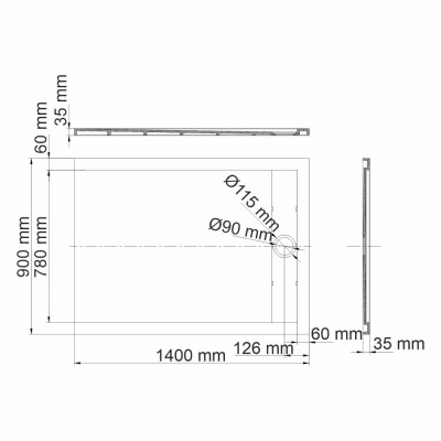 Душевой поддон из искусственного камня белый 140х90см WasserKraft 44T36