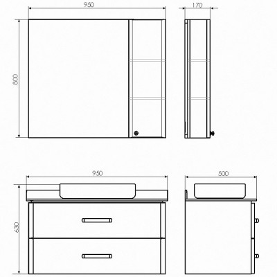 Тумба с раковиной подвесная 95см белая Comforty 00-00005494CF