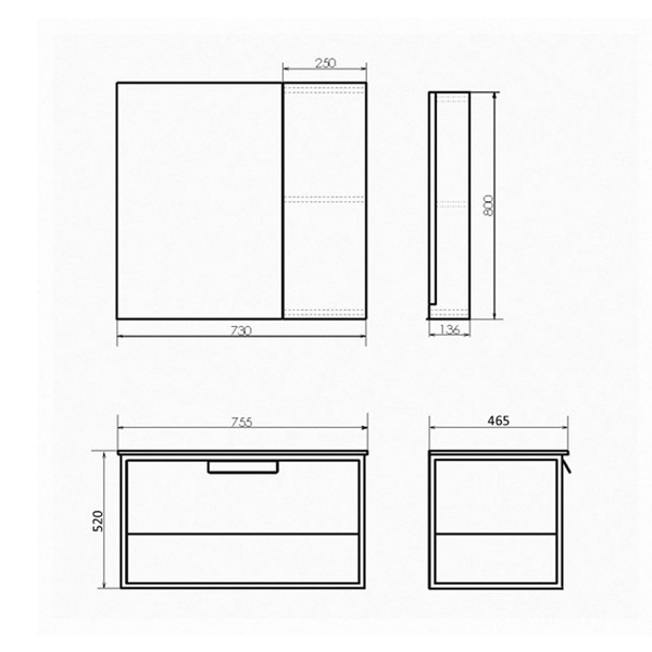 Зеркало-шкаф дуб 73x80см Comforty 00-00008473CF