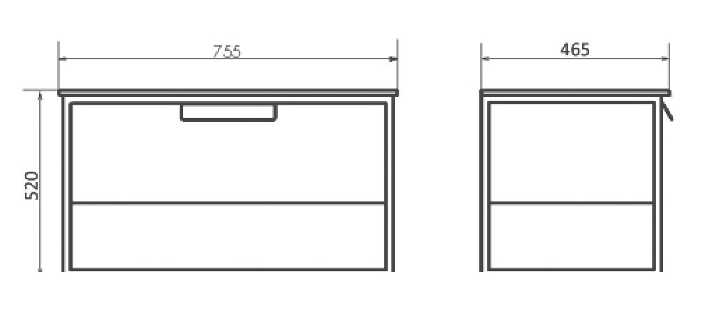 Тумба с раковиной подвесная дуб темный 75см Comforty 00-00001936CF