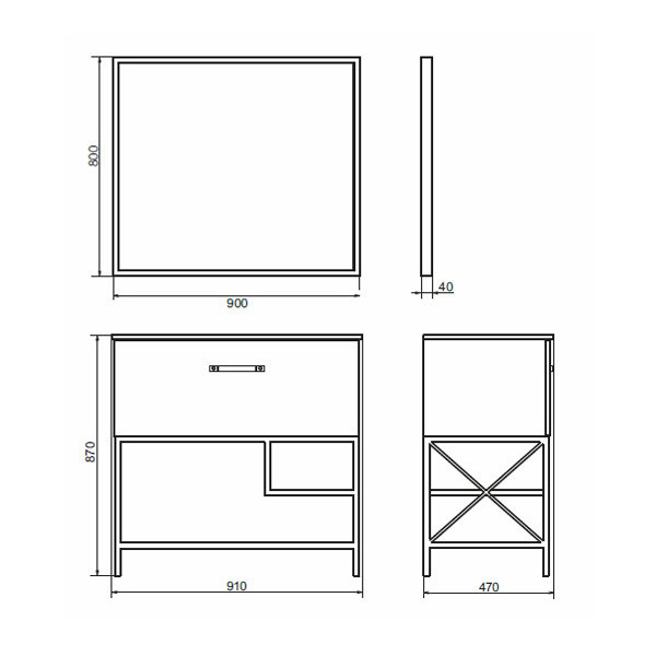 Зеркало черное 90x80см Comforty 00004147988CF