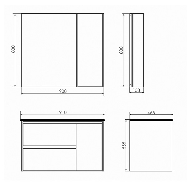 Зеркало-шкаф дуб белый 90x80см Comforty 00004142374CF