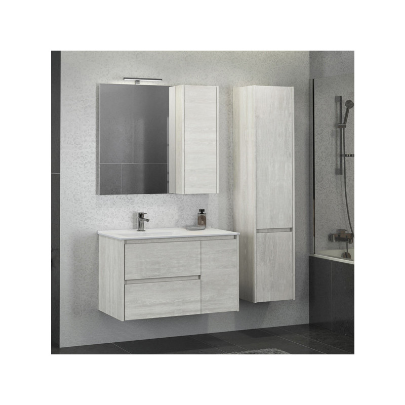 Тумба с раковиной подвесная белый дуб 90см Comforty 00004142375CF