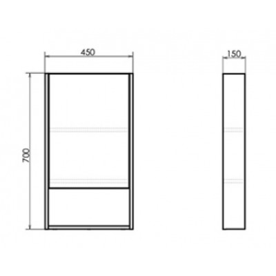 Зеркало-шкаф дуб дымчатый 45x70см Comforty 00-00006652CF