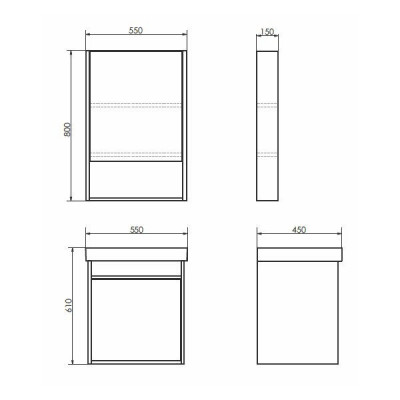 Зеркало-шкаф дуб дымчатый 55x80см Comforty 00-00009271CF