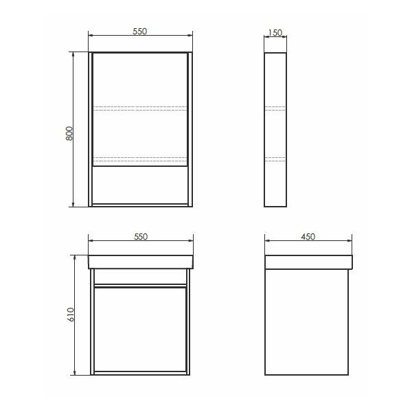 Зеркало-шкаф дуб дымчатый 55x80см Comforty 00-00009271CF