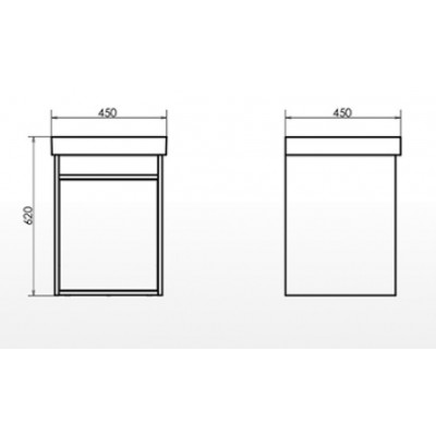 Тумба с раковиной подвесная дуб дымчатый 45см Comforty 00-00006653CF