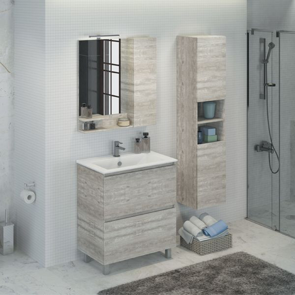 Зеркало-шкаф дуб белый 75x80см Comforty 00004137100CF