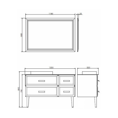 Зеркало белый глянец 118x80см Comforty 00004143506CF