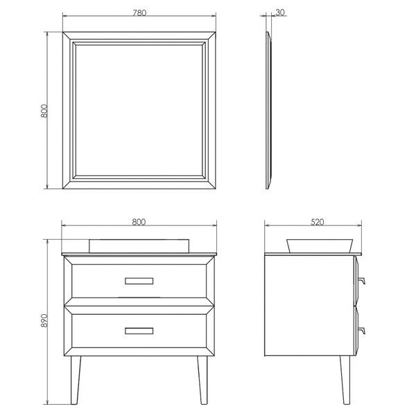 Зеркало белый глянец 78x80см Comforty 00004143507CF
