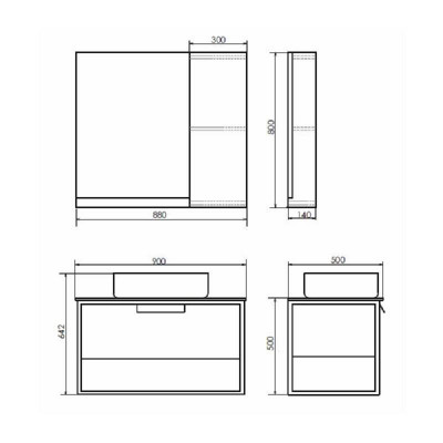 Зеркало-шкаф дуб темный 88x80см Comforty 00004147987CF