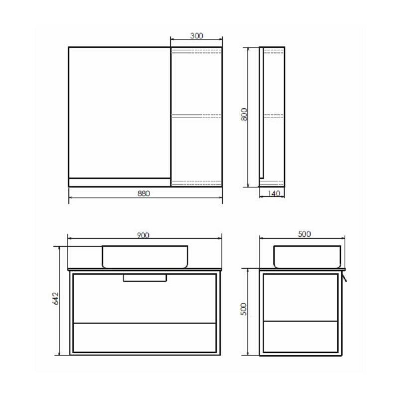 Зеркало-шкаф дуб темный 88x80см Comforty 00004147987CF