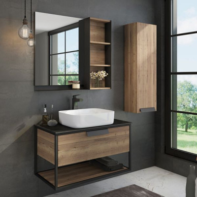 Зеркало-шкаф дуб темный 88x80см Comforty 00004147987CF