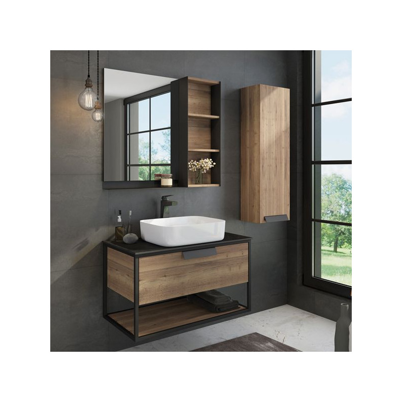 Зеркало-шкаф дуб темный 88x80см Comforty 00004147987CF