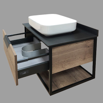 Тумба с раковиной подвесная дуб темный 90см Comforty 00004149965CF