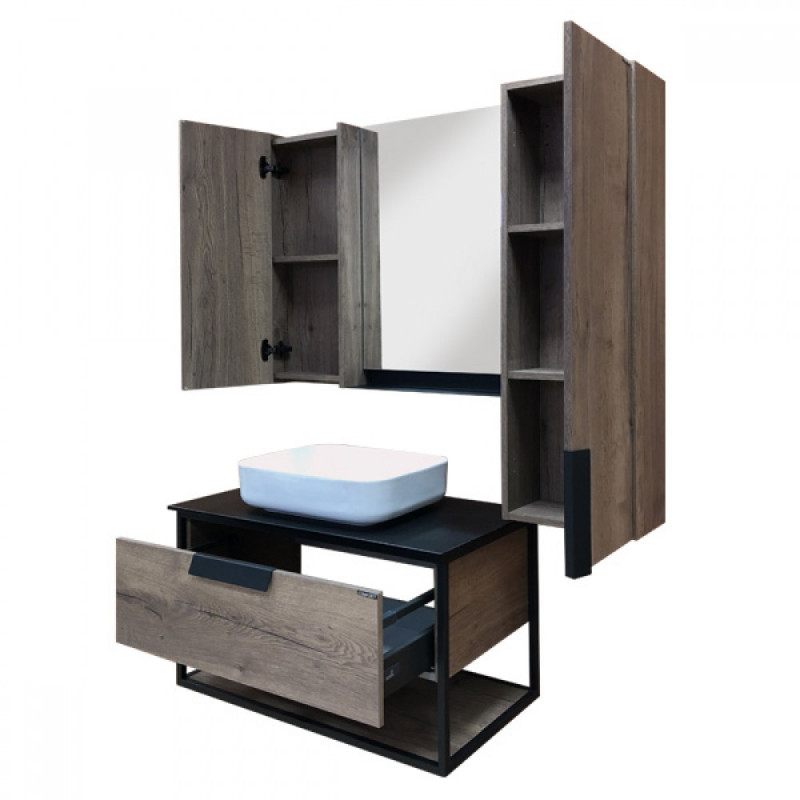 Тумба с раковиной подвесная дуб темный 90см Comforty 00004149965CF
