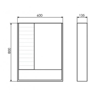 Зеркало-шкаф дуб дымчатый 60x80см Comforty 00-00002045CF