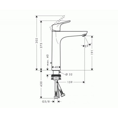 Focus Смеситель для раковины 190, однорычажный, без сливного набора, Hansgrohe 31518000