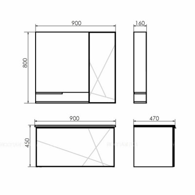 Зеркало-шкаф дуб дымчатый 90x80см Comforty 00-00008508CF