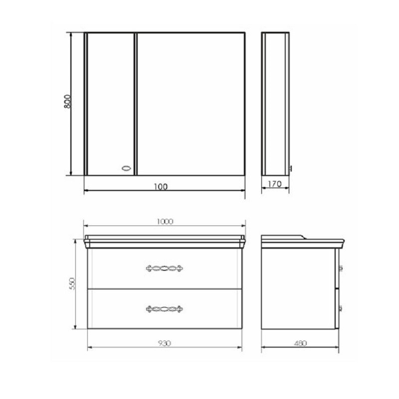Зеркало-шкаф белое 100x80см Comforty 00004139023CF