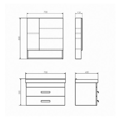 Зеркало-шкаф белое 70x80см Comforty 00-00006163CF