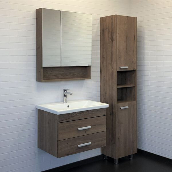 Зеркало-шкаф дуб темный 70x80см Comforty 00-00008851CF