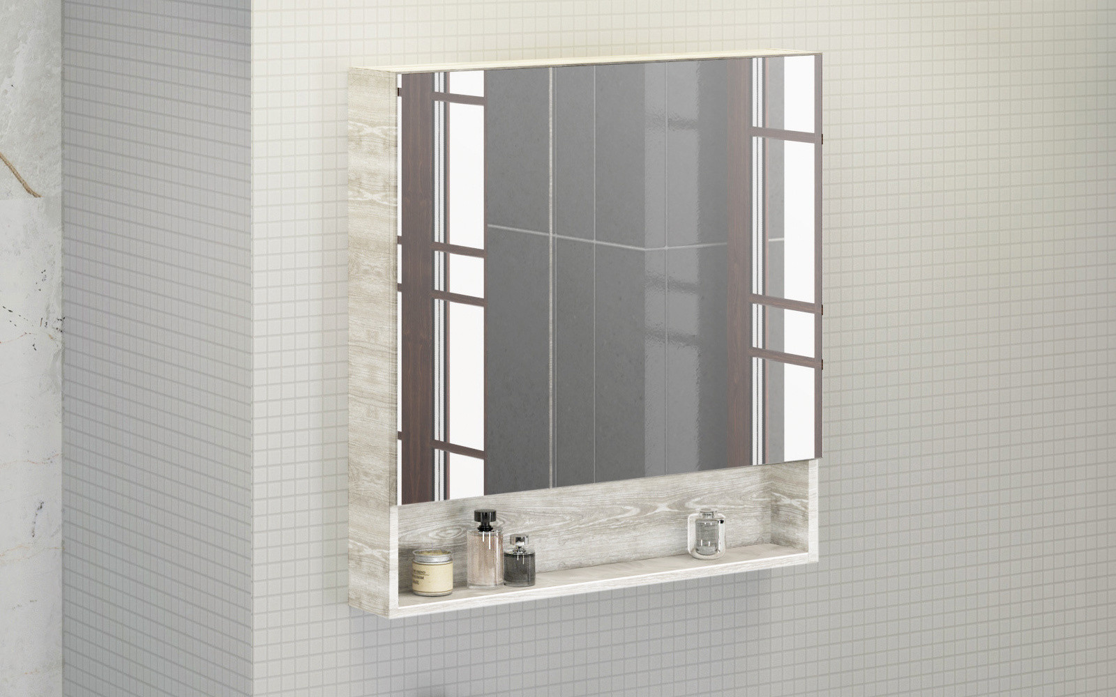 Зеркало-шкаф белое 80x80см Comforty 00004138838CF