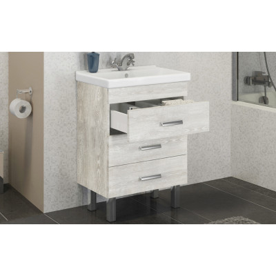 Тумба с раковиной напольная дуб белый 60см Comforty 00004142203CF