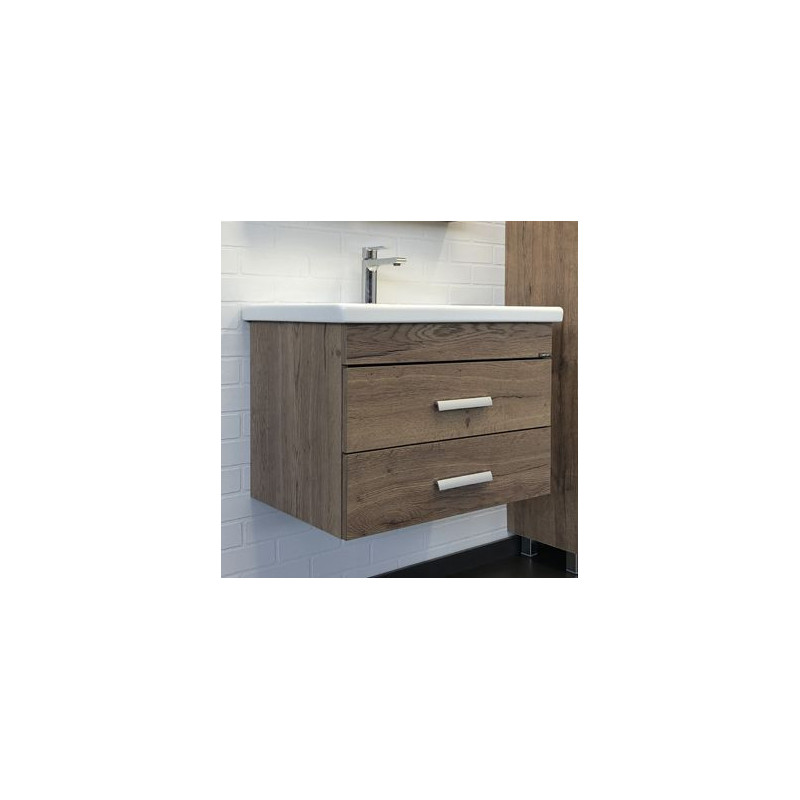 Тумба с раковиной подвесная дуб темный 70см Comforty 00-00008855CF