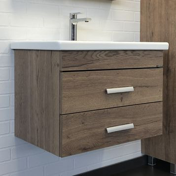 Тумба с раковиной подвесная дуб темный 70см Comforty 00-00008855CF