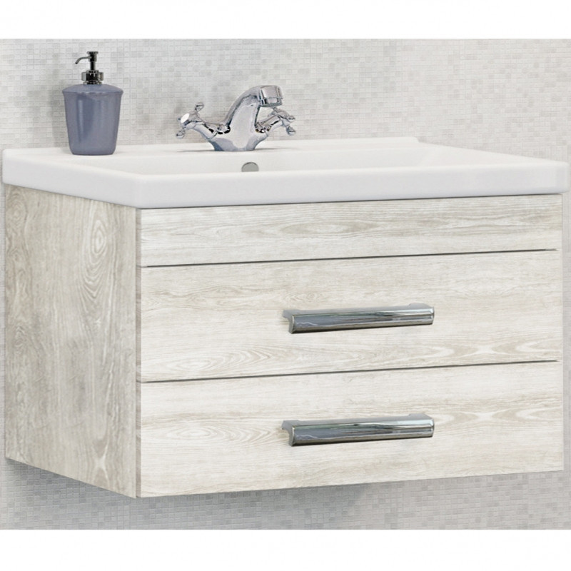 Тумба с раковиной подвесная дуб белый 80см Comforty 00004138839CF