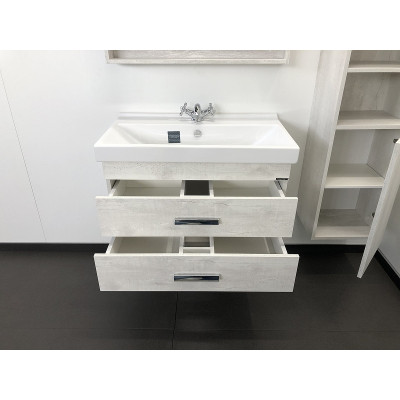 Тумба с раковиной подвесная дуб белый 80см Comforty 00004138839CF