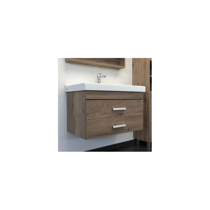 Тумба с раковиной подвесная дуб темный 80см Comforty 00-00008856CF