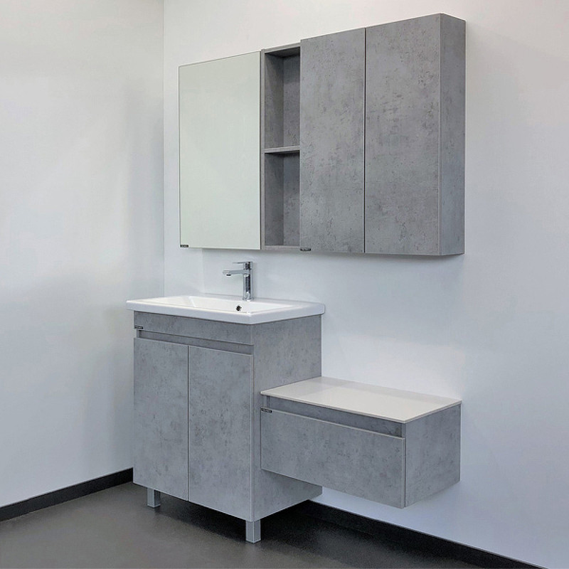 Зеркало-шкаф бетон светлый 60x80см Comforty 00-00006490CF