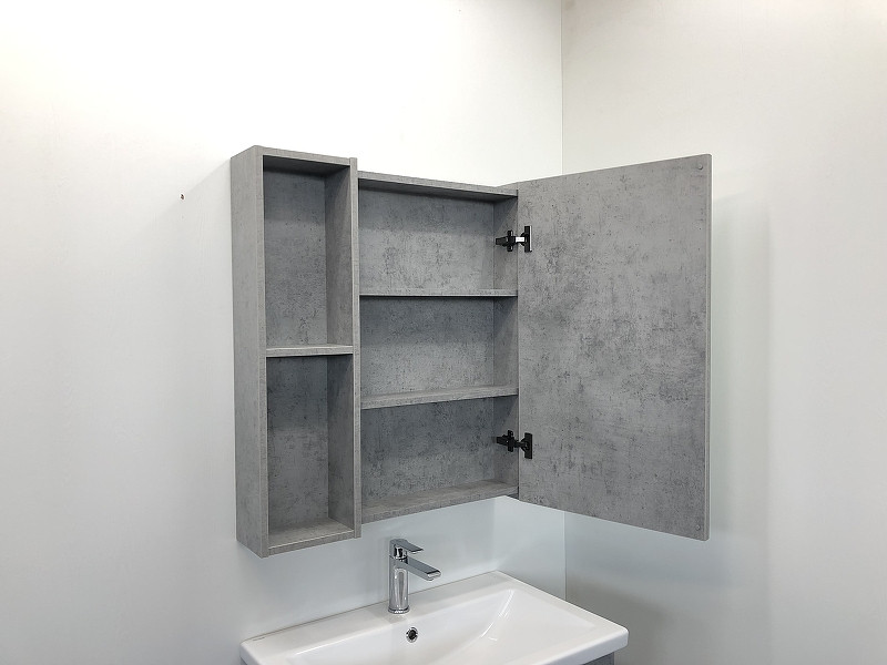 Зеркало-шкаф бетон светлый 70x80см Comforty 00-00006164CF