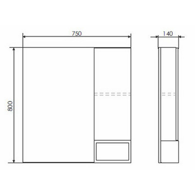 Зеркало-шкаф дуб белый 75x80см Comforty 00004144199CF