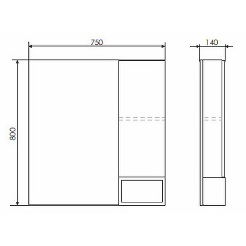 Зеркало-шкаф дуб белый 75x80см Comforty 00004144199CF