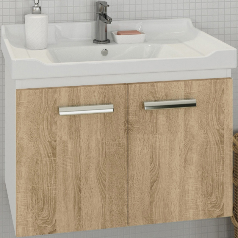 Тумба с раковиной подвесная дуб сонома 60см Comforty 00004142213CF