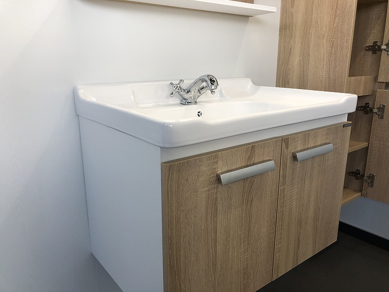 Тумба с раковиной подвесная дуб сонома 70см Comforty 00004142215CF