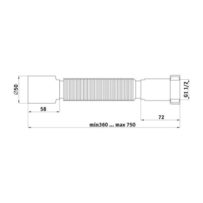 Гофра 1 1/2*40/50 0.8м с гайкой АНИ пласт K106